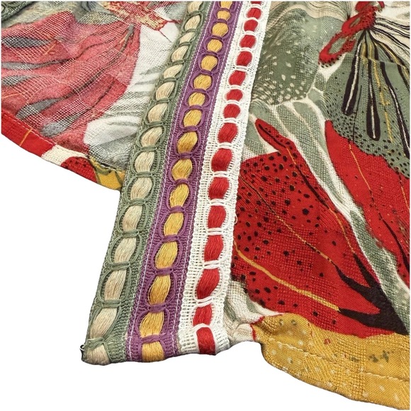 Womens L Duster Cardigan Tiered Open Butterfly Print 3/4 Sleeve Boho Indie Cato - Picture 3 of 10